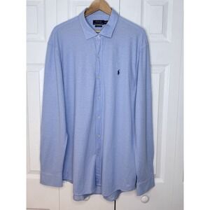 Polo, Ralph Lauren Men's XXL blue  Long Sleeve Button-Down  Knit Oxford‎ XXL